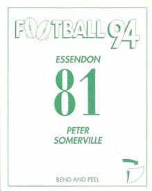 1994 Select AFL Stickers #81 Peter Somerville Back
